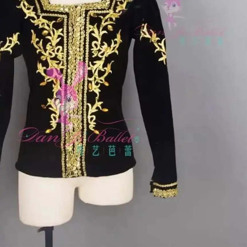 Danyi black gold professional male ballet blouse adult children's performance costume performance costume customized