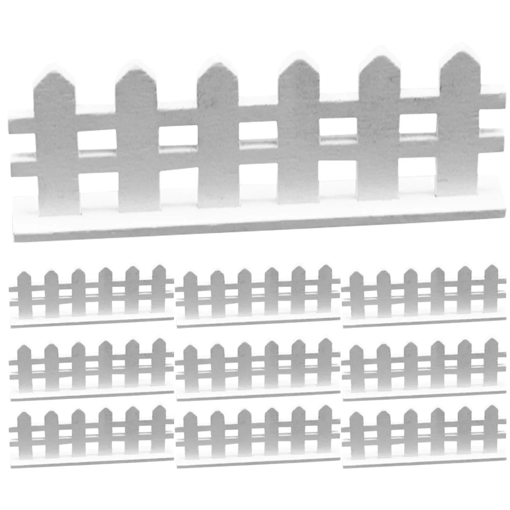 10 Pcs Dollhouse Fence Fences for Outdoor Garden Trellis Border Wooden Gardens Decoration Miniature Animal Toys Fencing