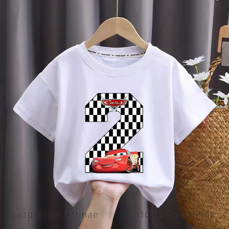 

Cars Lightning McQueen 0-9 Birthday Kids Tshirts for Babys T-Shirt Cosplay Costume Tees Baby Party T Shirt Clothes Children Tops