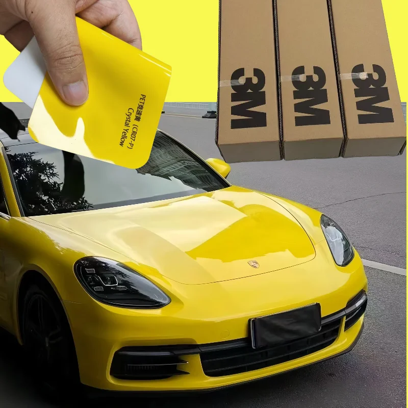 

3M PPF Кристально-желтая автомобильная виниловая пленка Глянцевый выпуск воздуха ПЭТ Неслойный ударопрочный Самоочищающийся Яркий цвет