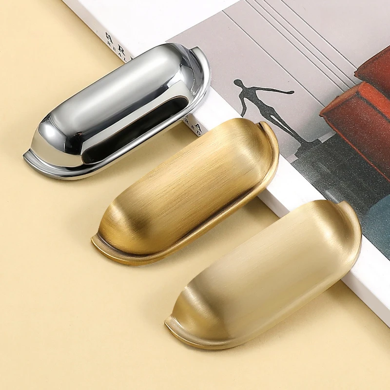 Brass Nordic Style Solid Wardrobe Door Handle Retro Light Luxury Medicine Cabinet Drawer TV Foyer Cabinet Hardware Handle