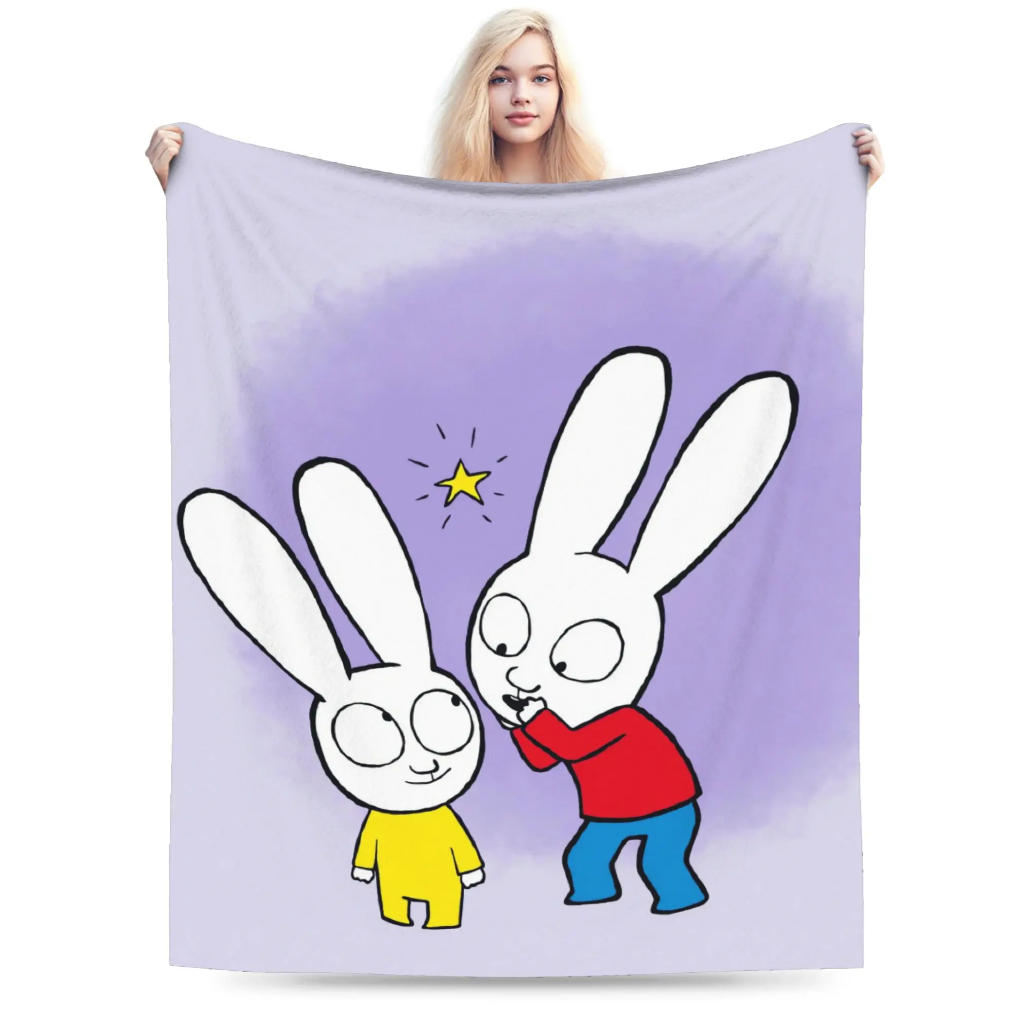 Simons Super Rabbit Blanket Quality Warm Soft  Throw Blanket Winter Children Living Room Funny Bedspread