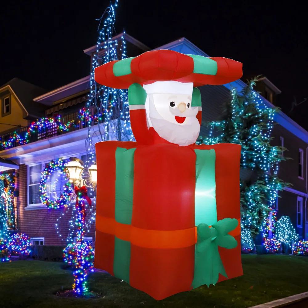 5FT Christmas Inflatable Santa Claus Automatic Up and Down with LED Lights Christmas Decoration for Outdoor Yard Garden Lawn