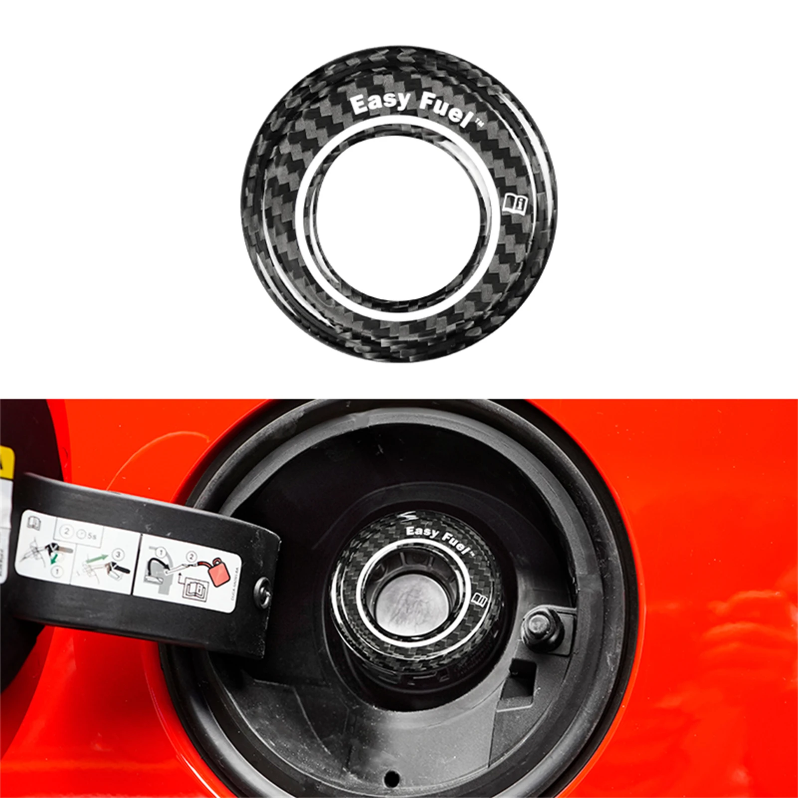 Tapa de tanque de combustible de Gas, pegatina embellecedora, pegatina de fibra de carbono para Ford Mustang 2024 2025 2026