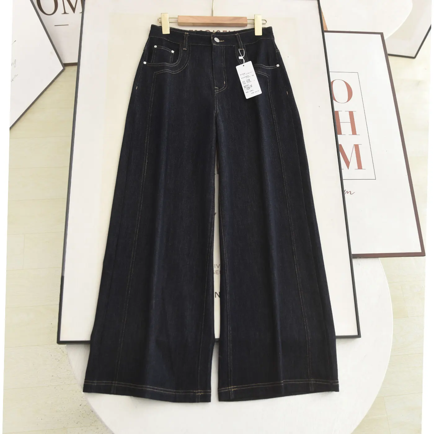 

Джинсы Deep Blue с высокой талией, свободного кроя, прямые, универсальные, в стиле ретро, широкие джинсовые брюки для женщин, осенняя модная тенденция 2025 года