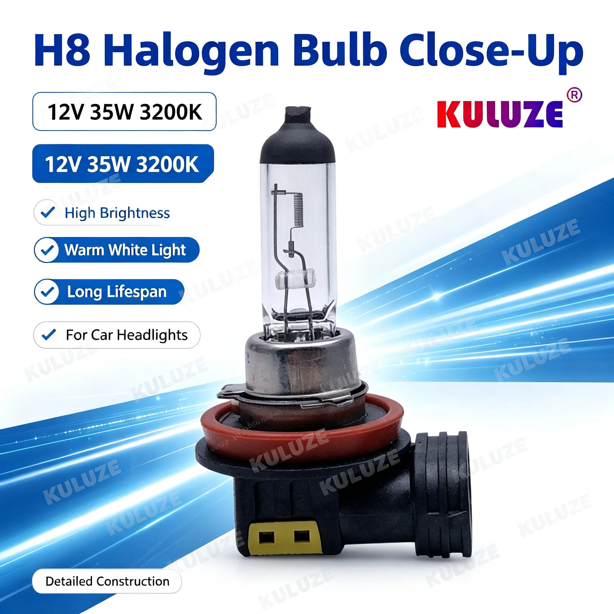 10 Pcs H8 Halogen Car Bulb Fog Lamp 3200K 12V35W Clear Quartz Head Light Car Lighting Source for Vehicle Wholesale