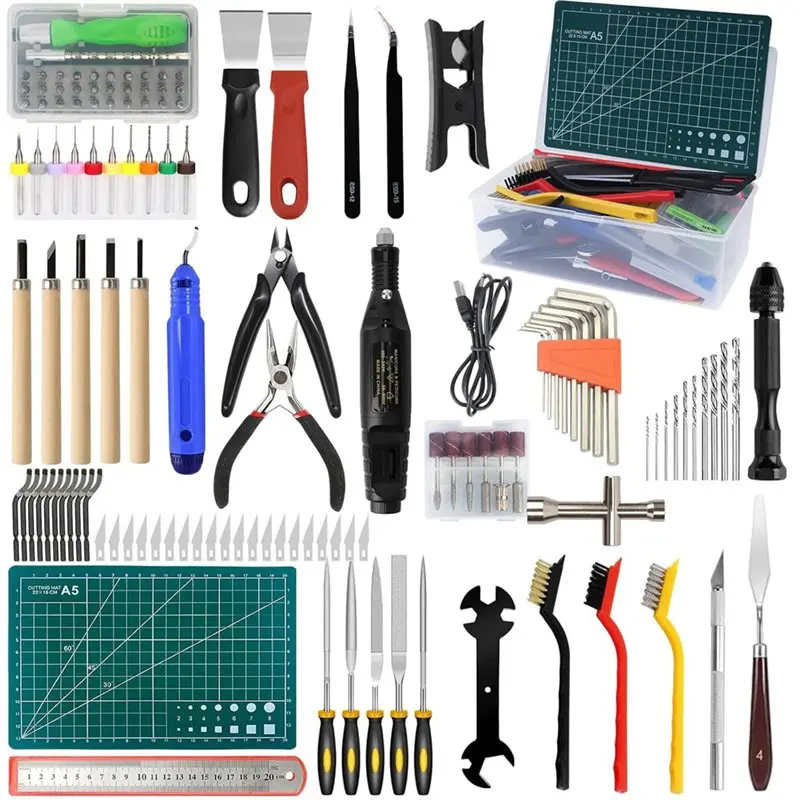 

【ELECTRONIC-ACCESSORIES】Cleaning, Polishing& Disassembly Tools Included 3D Printer Tool Set- 154 Pieces, Tweezers For Model Maki