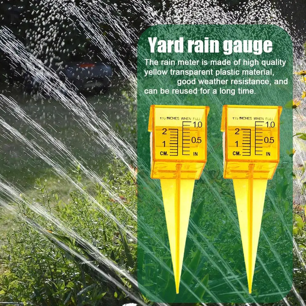 1 Pcs Outdoor Flowerpot Sprinkler Rain Gauge Lawn Water Water Bright Yellow Tool Gauge Rain Measurement Quality High Outdoo R0b4