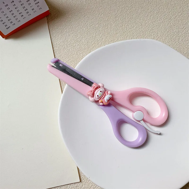 Cartoon Mini Scissors Student Office Hand Account Paper Scissors Safety Plastic Hemming DIY Hand Scissors