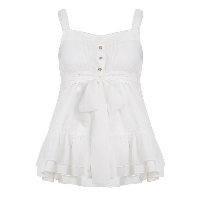 الحلو الدانتيل تقليم ضمادة كاميس القمم مثير سليم الصلبة مائل الرقبة أكمام تانك القمم المرأة 2025 الصيف موضة الشارع الشهير السيدات #5