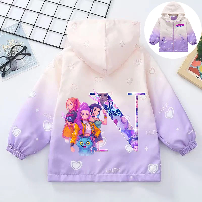 

KPop Demon Hunters Children's Jacket Boy Cartoon Anime Long Sleeved Coat Top Girl Kawaii Sweatshirt Autumn Winter Home Clothing