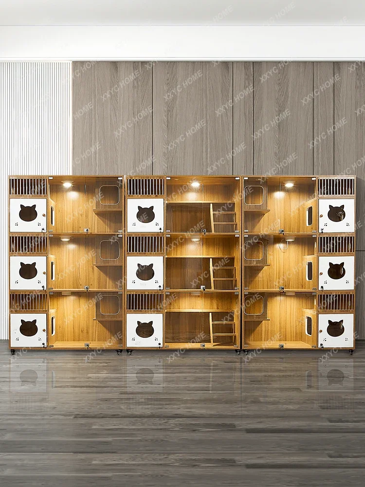 

Cat Cage Villa Solid Wood Cat Foster Breeding Pet Shop Display Cabinet Delivery Room Cage Cattery