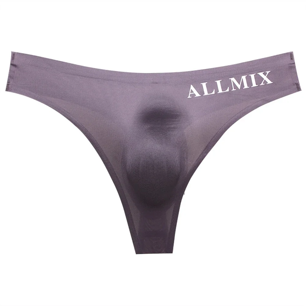 Men Ice Silk Seamless Underwear Briefs Solid Thin Breathable Briefs Bulge Pouch Underpants Man See Through Sexy Panties