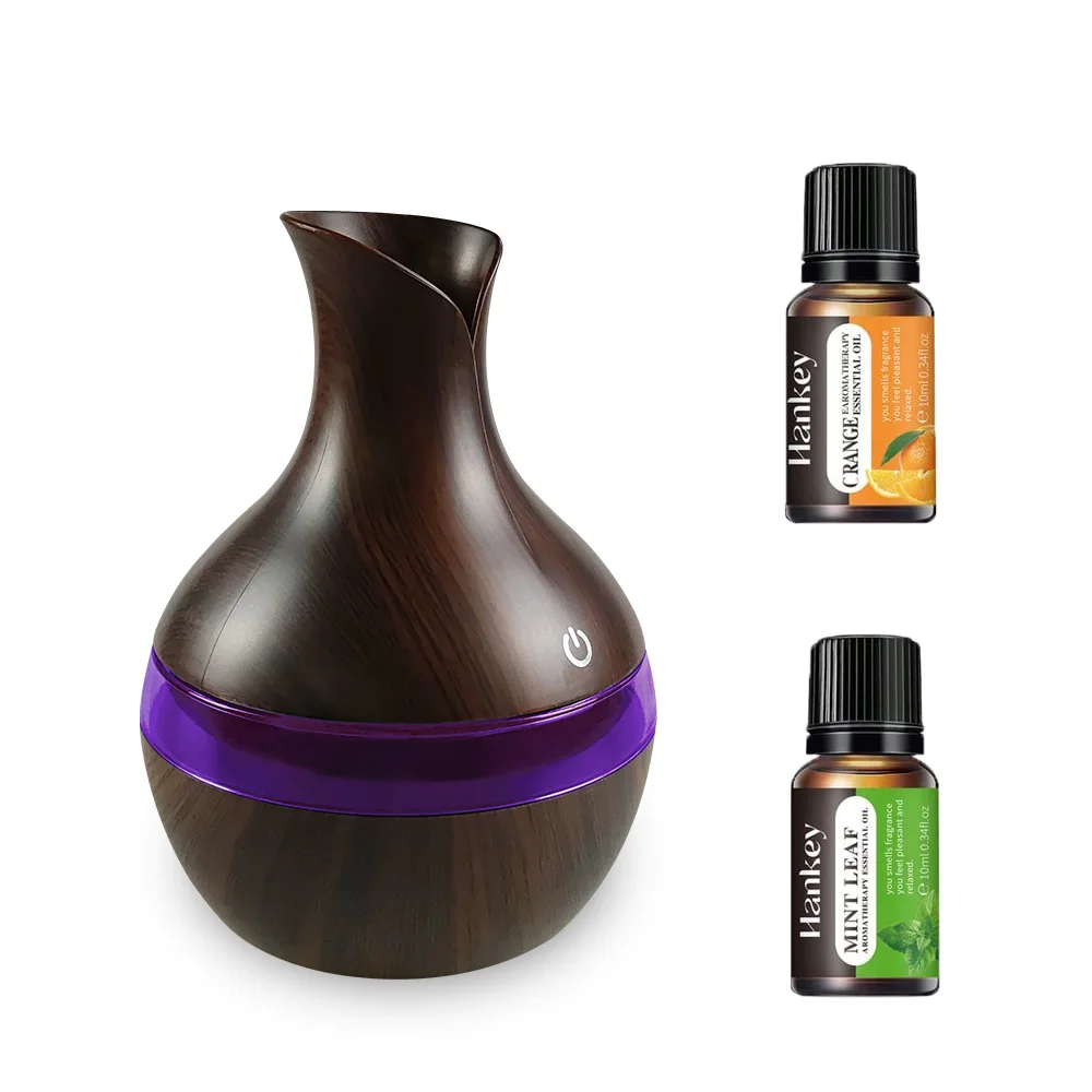 

300ml Wooden Humidifier & Essential Oil Diffuser Quiet USB Operation for Bedroom, Office, Nursery