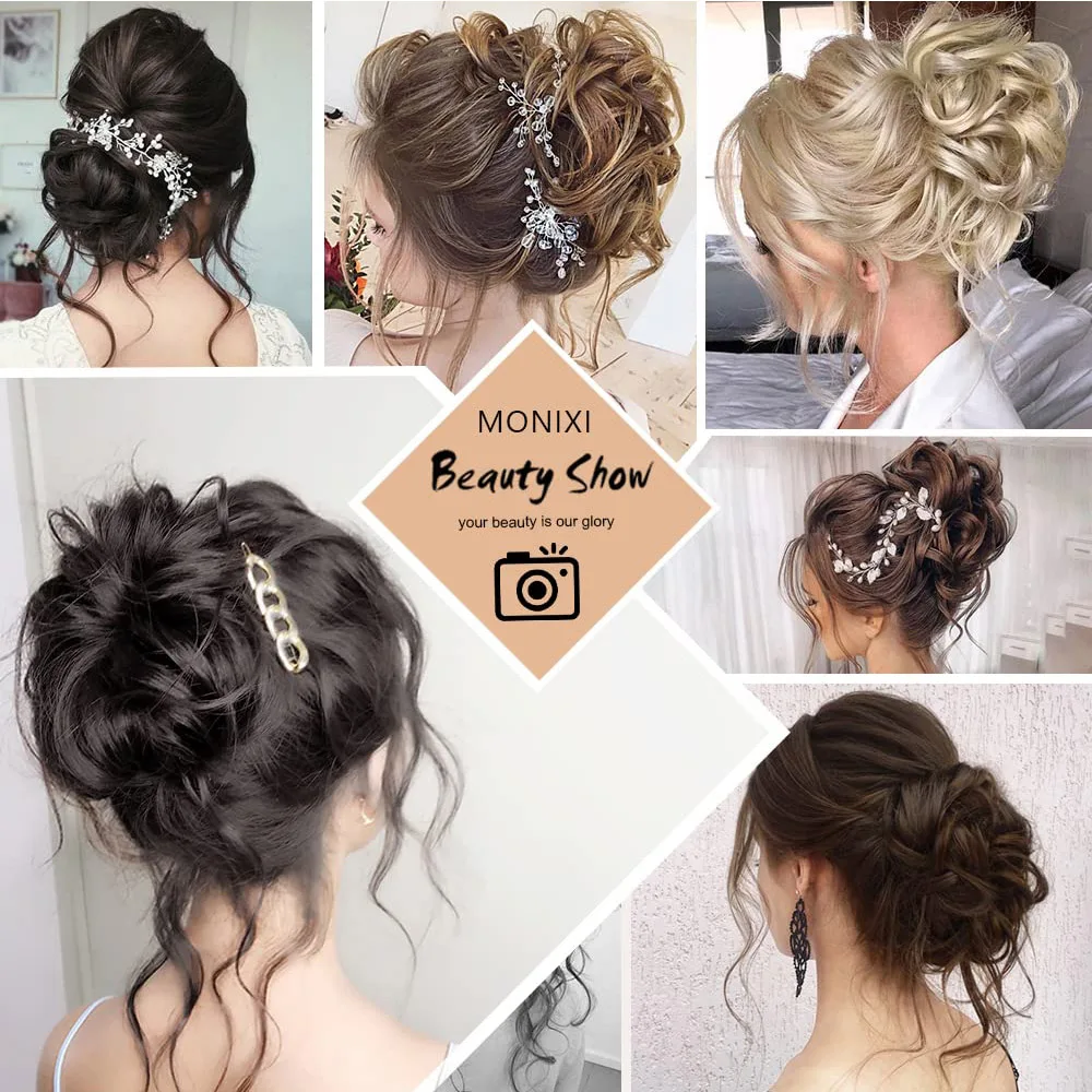 Syntetická nepořádný drdol kudrnaté scrunchie vlasy elastická pás chignon vlasy doughnut příčesek prodlužování pro ženy