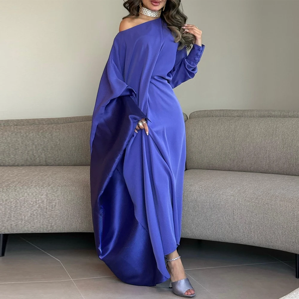 

Fashion Purple Jersey Evening Dress Graceful Long Sleeves Prom Dresses Delicate Sweep Train Customized Bespoke Occasion Gowns