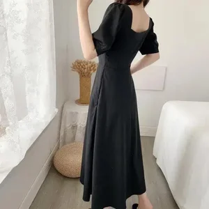 Elegantes Frauen -Gewichtsverlustkleid, Puffmango, Quadratchband, weißer Hebon, leichtes Gewicht, angepasste Taille, lässig, Sommer, Sommer 10 Hauptverkauf hellweißes Kleid - №7