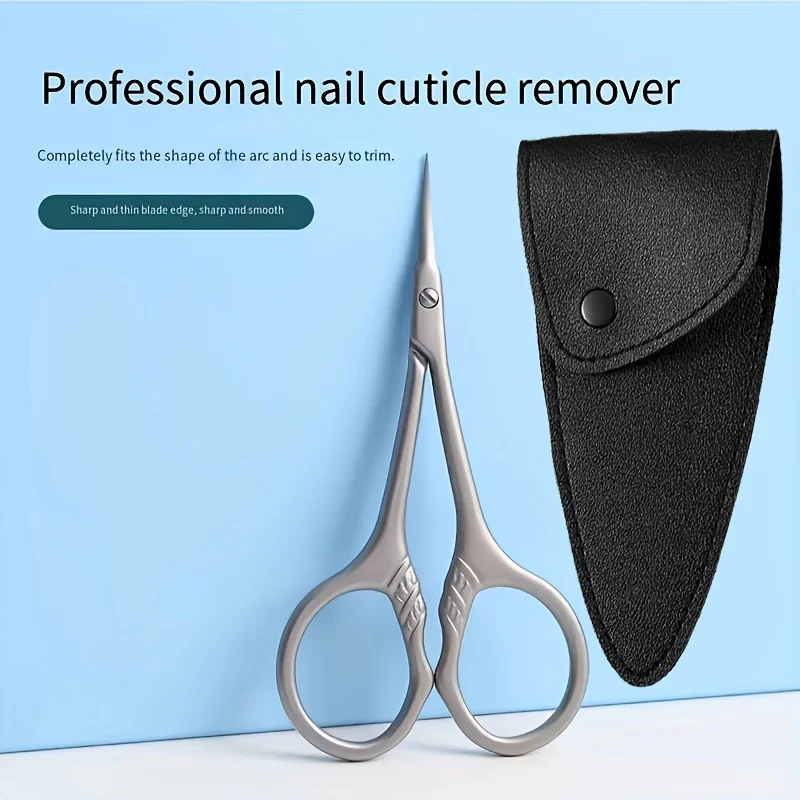 Stainless Steel Cuticle Scissors Set Silvery Embossed Cuticle Scissors Remove Dead Skin Nail Care Manicure Tool Storage Bag