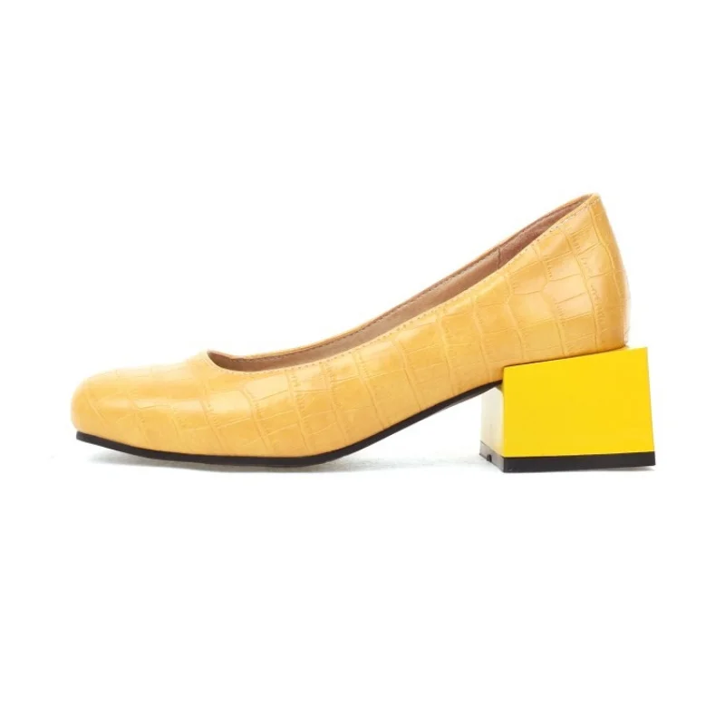 

Light Weight Square toes Mixed Colors Big size shoes for women new styles Square heel Slip-On