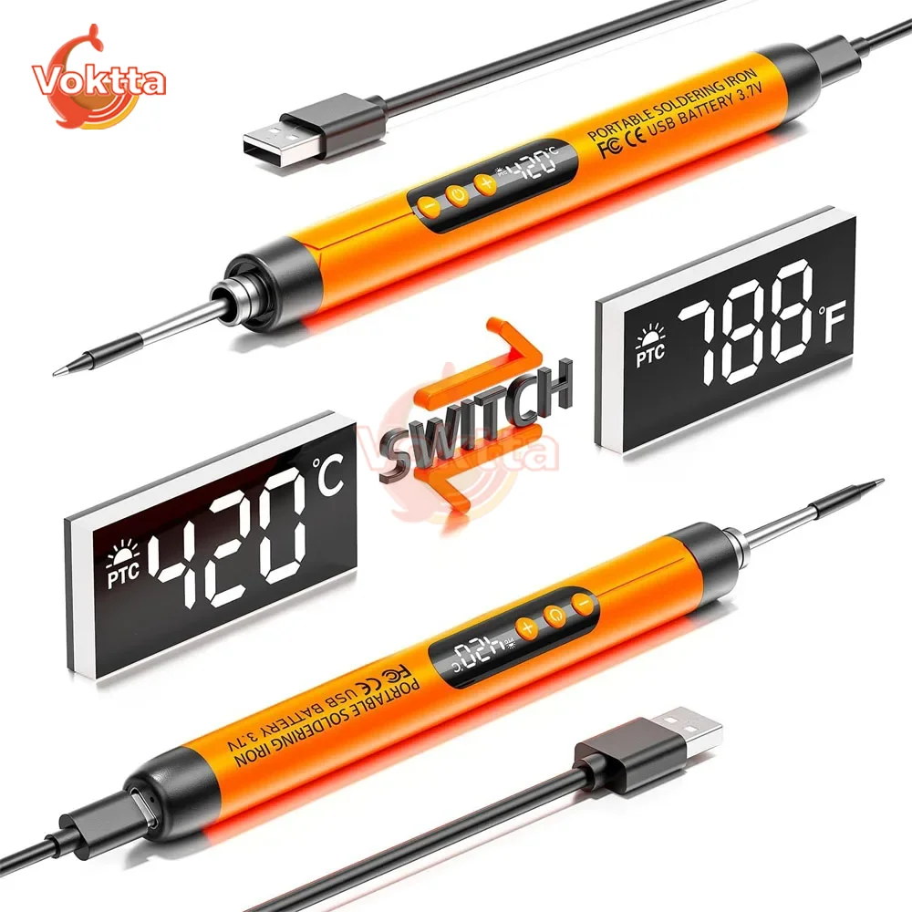 1000mAh USB Soldering Iron 5V 8W Wireless Digital Electric Soldering Iron 260-420℃ Adjustable Temperature Solder Welding Tools