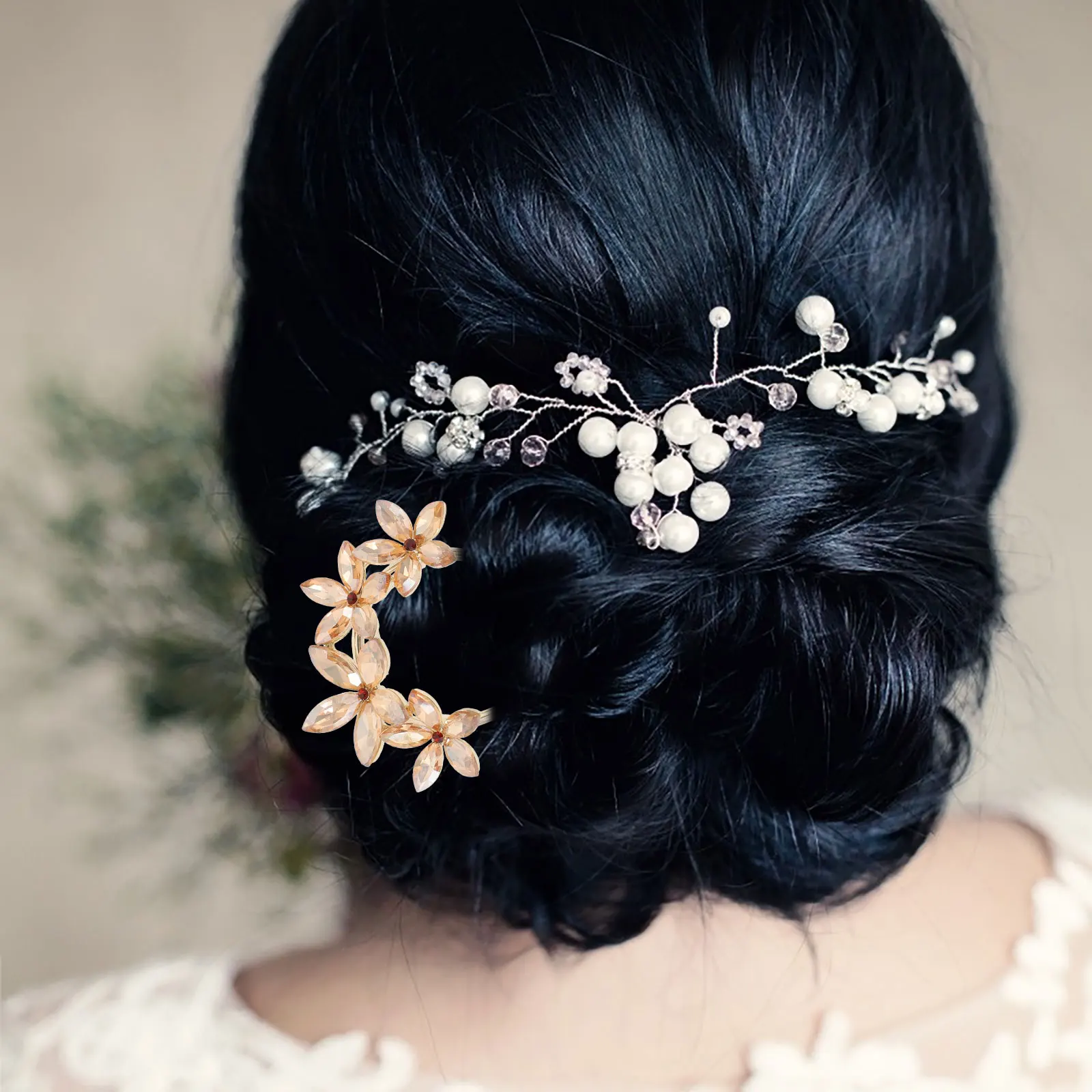 

Crystal Hair Pins for Women Bridal Wedding Accessories Rhinestone Hairpin Back Head Bridesmaid Party Updo for Hairstyling