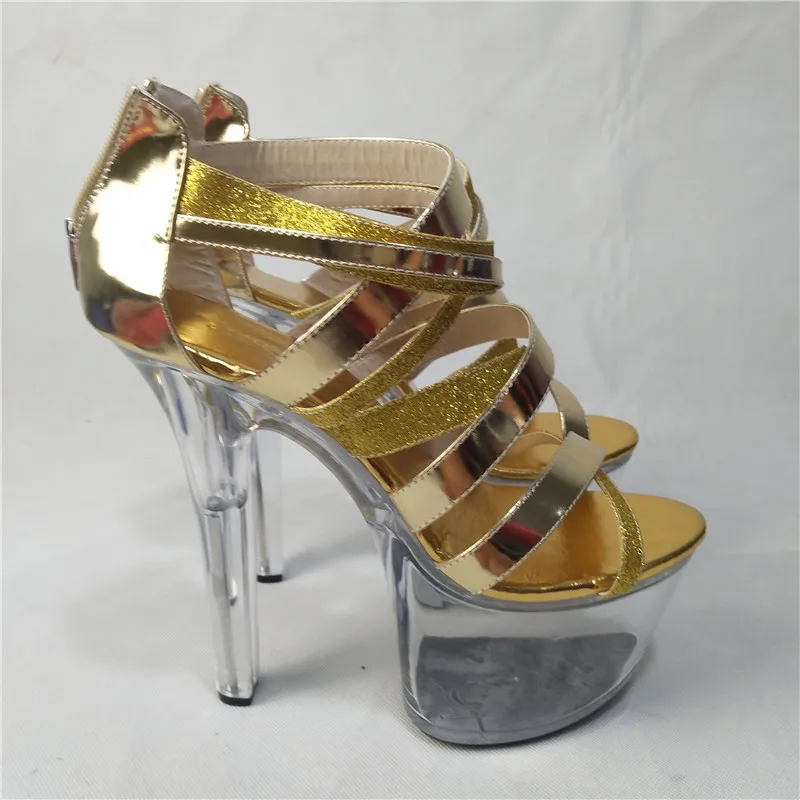 

15 cm stylish glitter heels sandals, platform shoes 6 inch banquet sexy Roman style crystal dance shoes