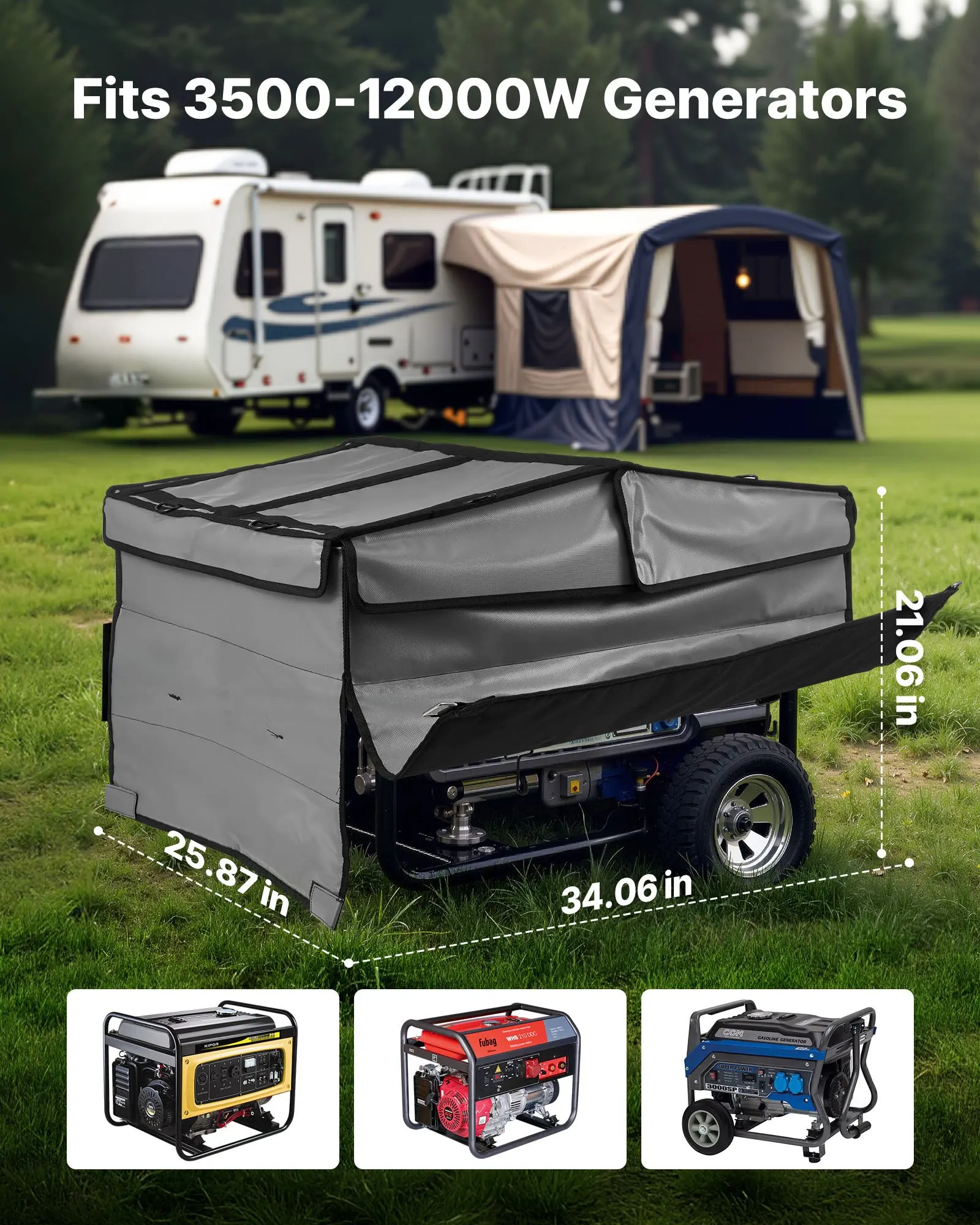 

Универсальный водонепроницаемый чехол для генератора 420D 34x26x21 дюймов для генераторов мощностью 3500-12000 Вт