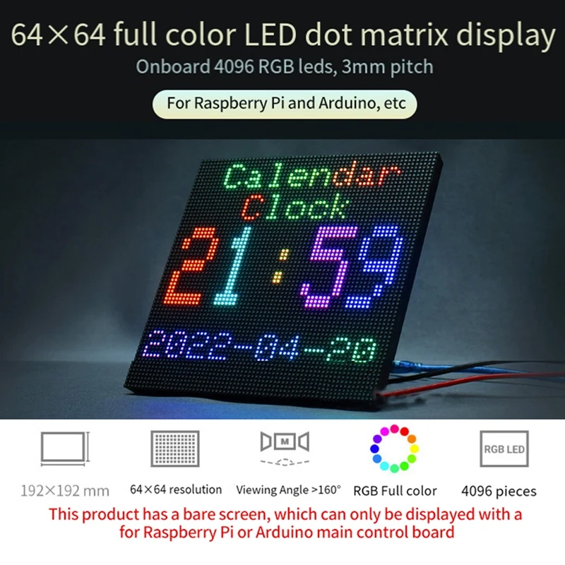 Waveshare For Raspberry Pi LED Dot Matrix Display RGB Color LED Application Screen Brightness Adjustable HUB75 Interface Module