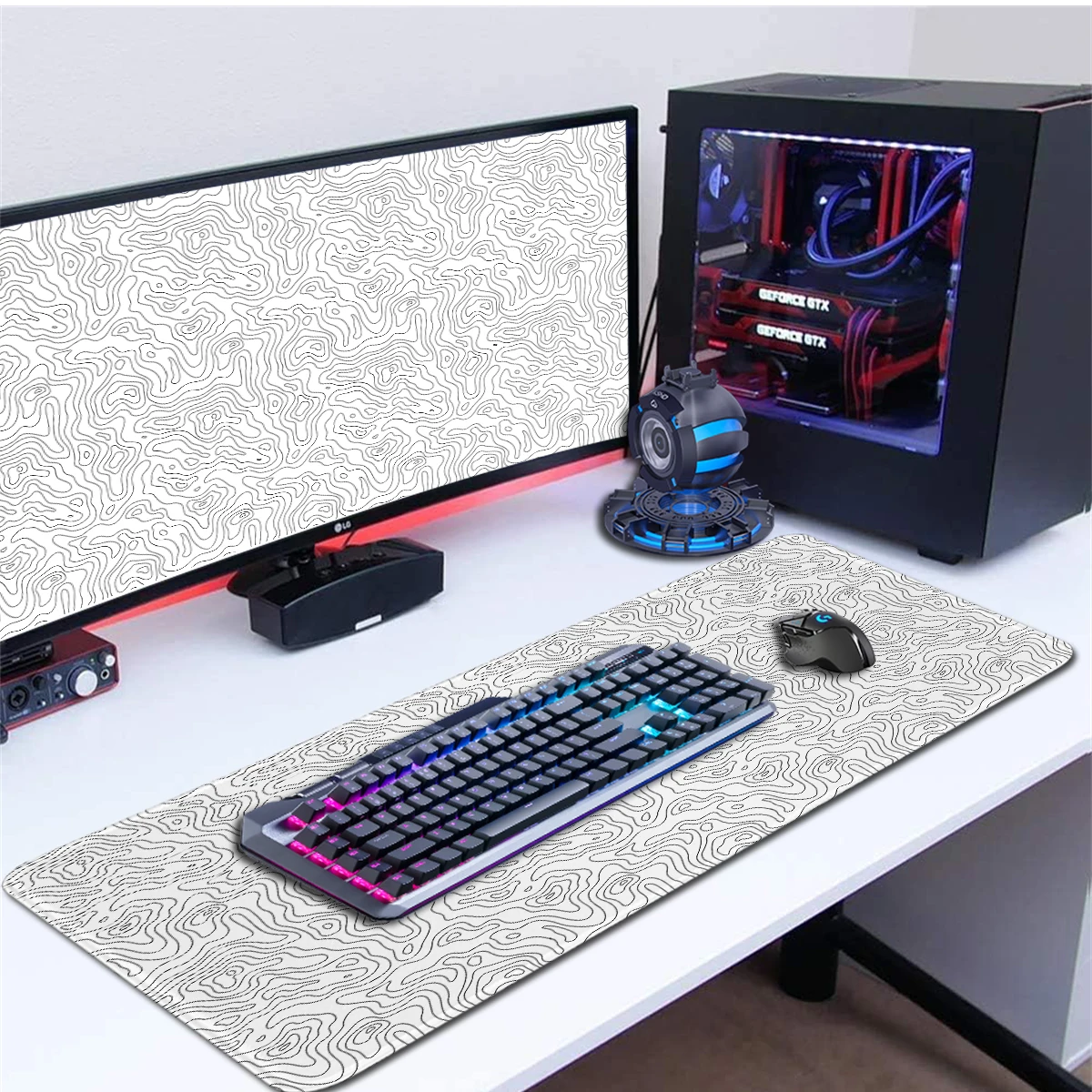 

Topographic Contour White Mouse Pad XL 30x80 Large Gaming Mouse Pad Big Game Mousepad Long Computer Desk Mat Office Accessories