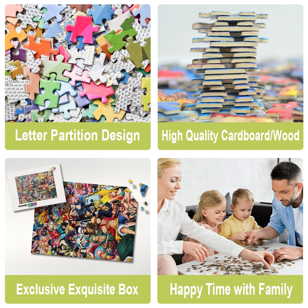 Quebra-Cabeça DIY de Anime One Piece em Madeira/Papelão, Várias Especificações e Tamanhos, Brinquedos Educativos Montessori, Melhor Presente para a Família