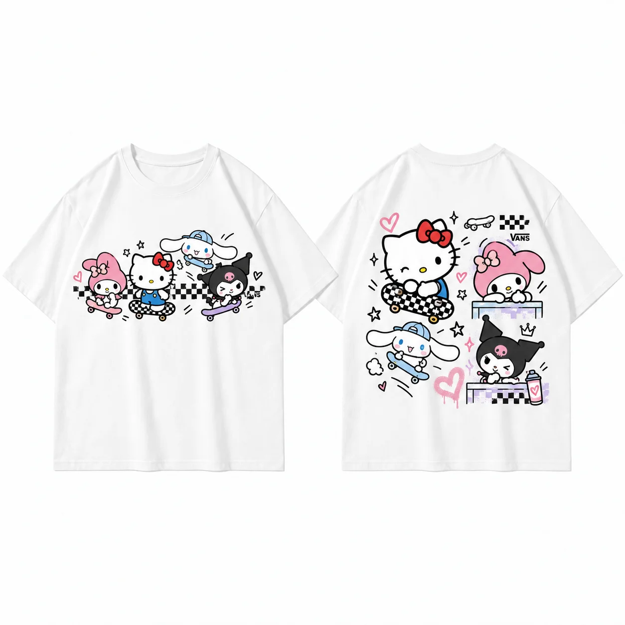 Unisex Men's Women's Sanrio Hello Kitty Pompompurin Cinnamoroll Graphic Print T Shirt White Kawaii Streetwear Short Sleeve Top