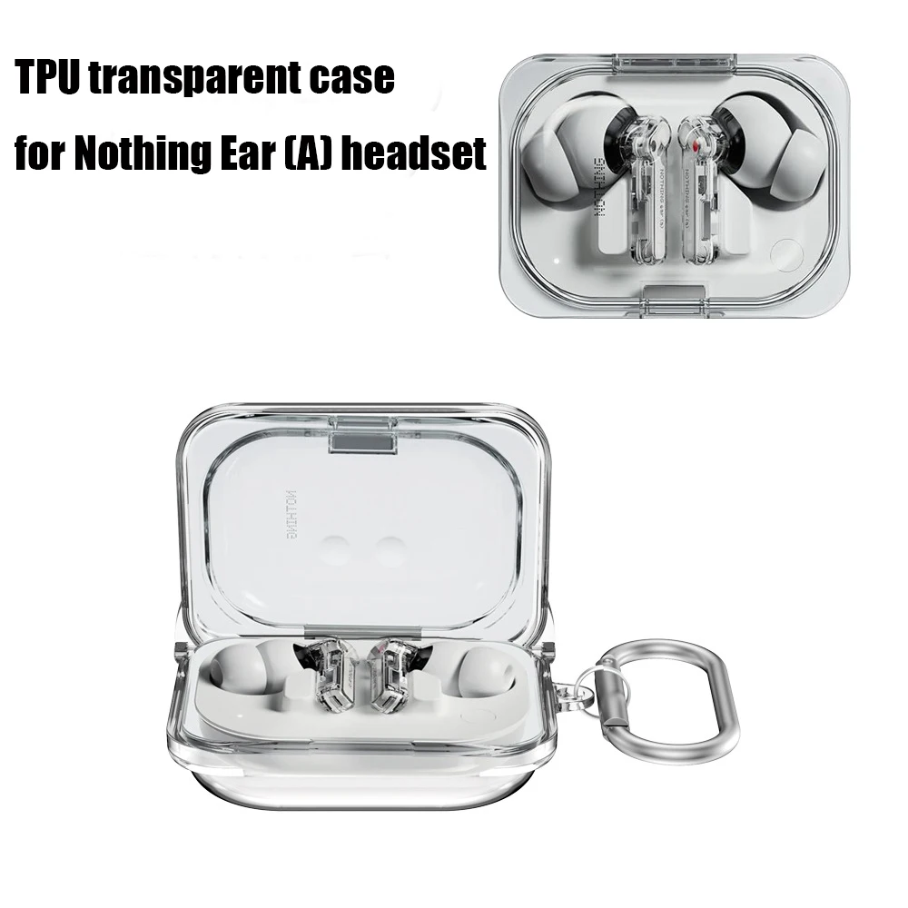 

Transparent Earphone Case For Nothing Ear (A) Luxury Shockproof Cover For Nothing Ear a TPU Protective Shell with Keychain