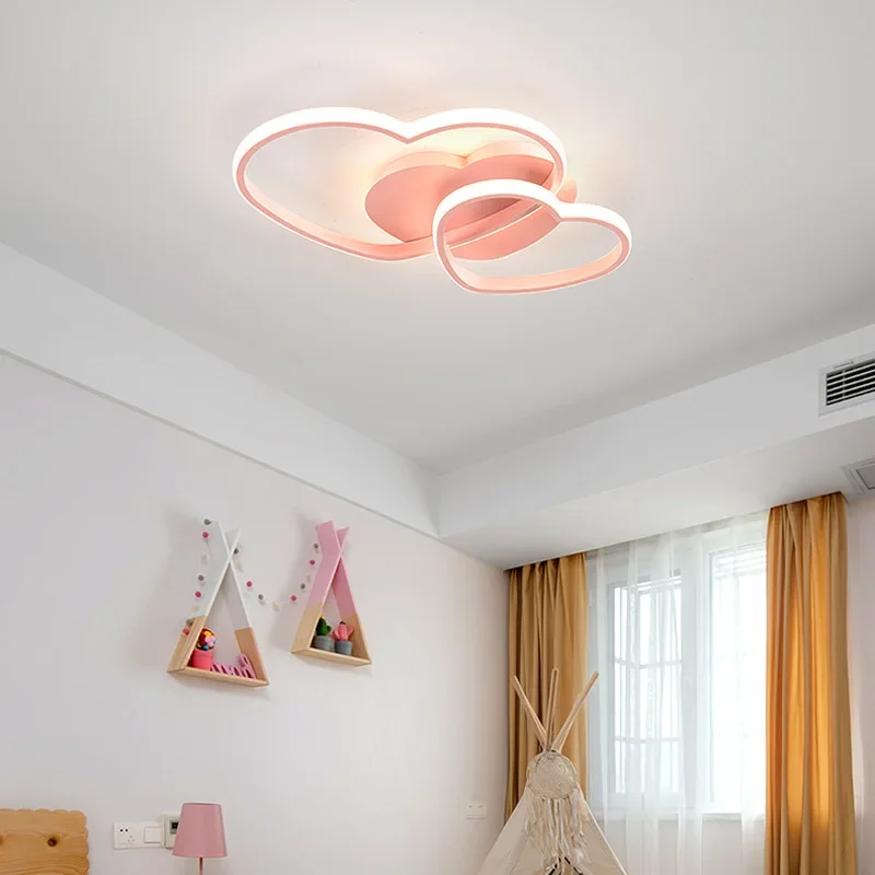 Led Ceiling Lamp For Children Kid Girls Room Bedroom Study Cloud Ceiling Light Heart Shape Pink Child Kid Star Chandelier Light