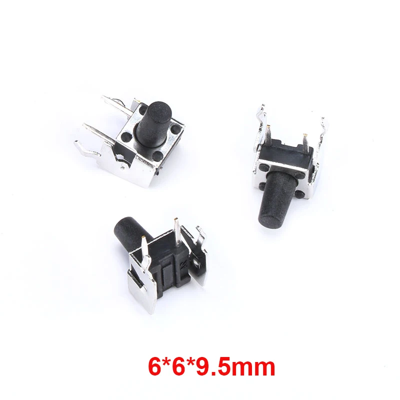 20PCS Push Button Switch DIP PCB Micro 4 Pins 6*6*9.5mm PCB Momentary Tactile Tact Switch With Stent Right Angle 6x6x9.5mm