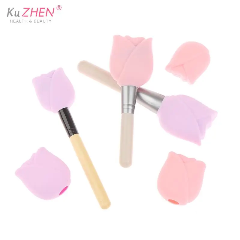 1/3Pc Flower Protect Makeup Brush Dust Protection Cover Foundation Brush Dust Proof Guards Protection Cover Storage Box Holder