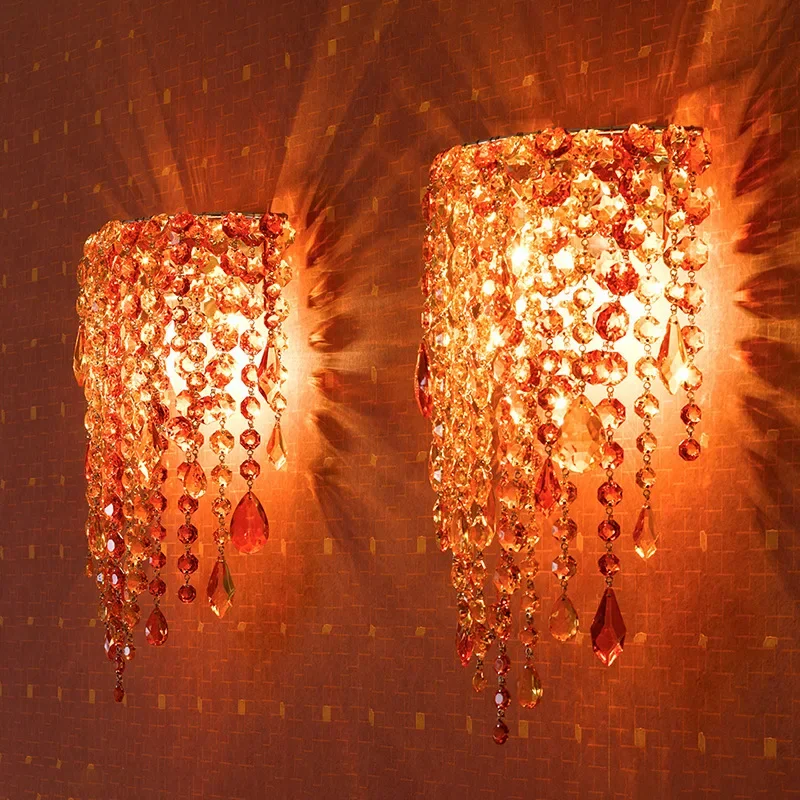 Luxury crystal wall lamp master bedroom bedside living room sofa