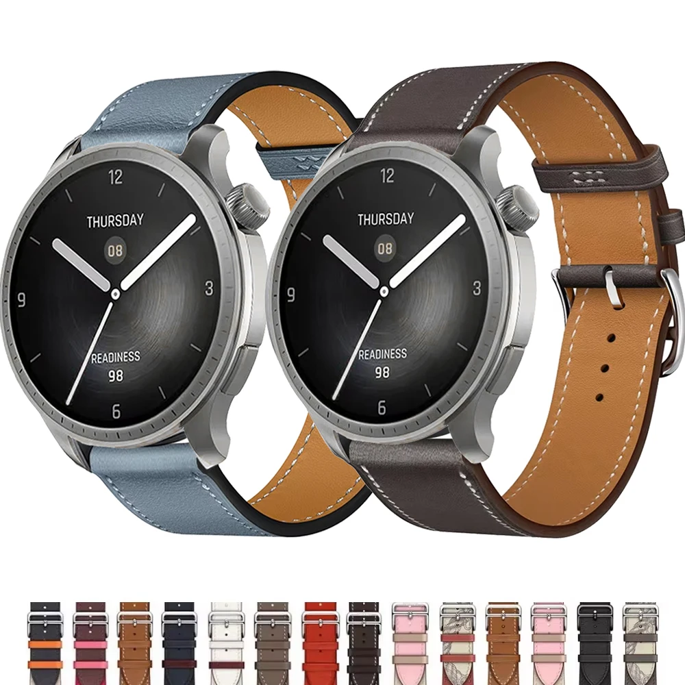 22/20mm Leather Strap for Samsung Galaxy7 6 5 Gear S3 Huawei Watch GT5 46mm  Comfortable and Breathable Band for Amazfit GTR/GTS