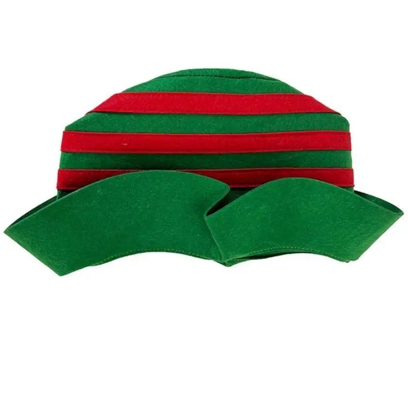 

652F Christmas Green and Redness Striped Hat Warm Comfortable Adjustable Unisex