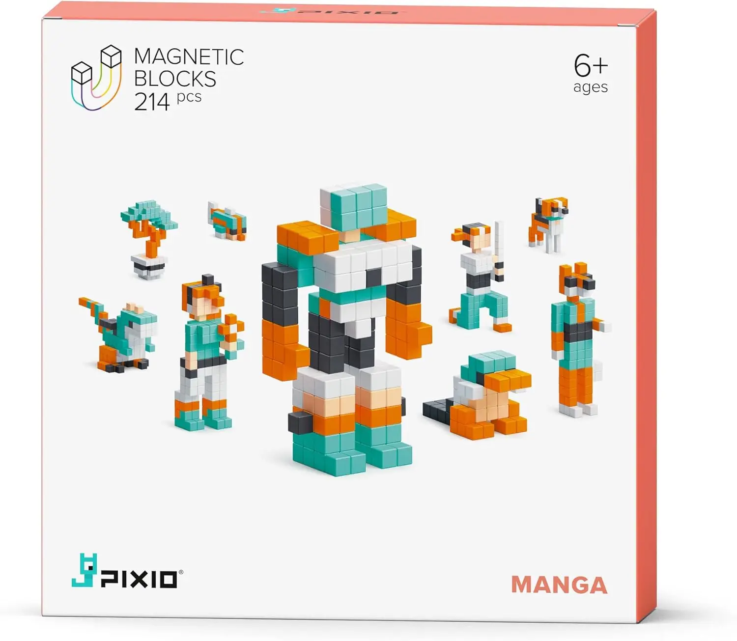 Manga – Winziges Magnetblöcke-Bauspielzeug im Pixel-Kunststil mit kostenloser App – 5/16-Zoll-Kunststoffwürfel mit 6 Magneten im Inneren – Ope