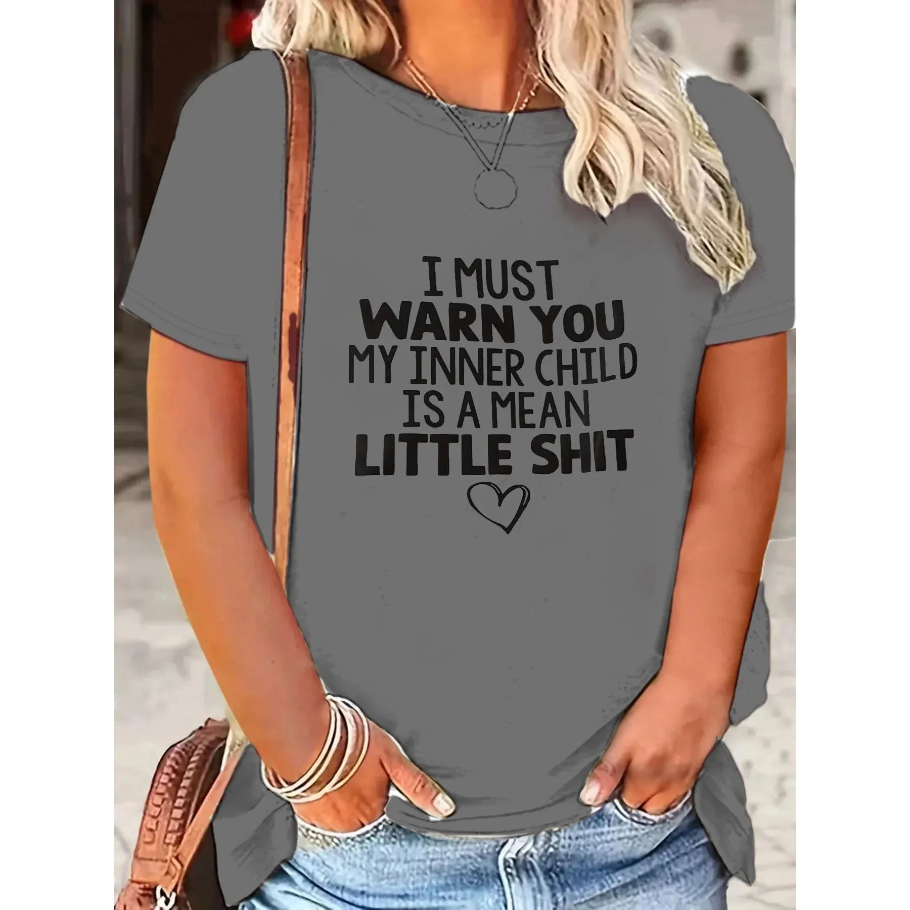 Plus Size Vintage Cartoon Print Damen T-Shirt New Sle Casual Bequeme Passform Faionable Damen irt