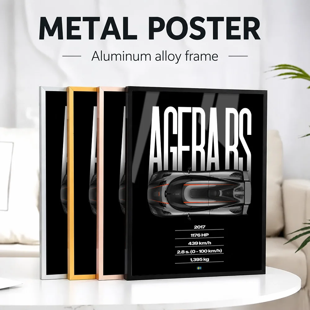 Sweden Agera RS Metal Poster With Aluminum Alloy Frame Personalized Photo Dynamic Graphic Style Wall Art For Study Driver Gift