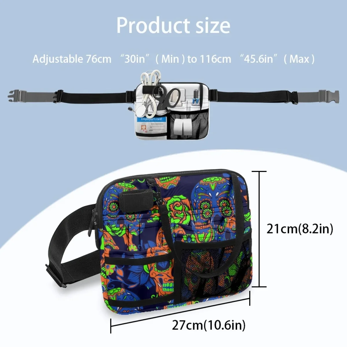 Halloween Gift Nurse Fanny Pack Sugar Skull Horror Style Designer Casual Women's Waist Bag Organizer Pouch Medical Tool Holder