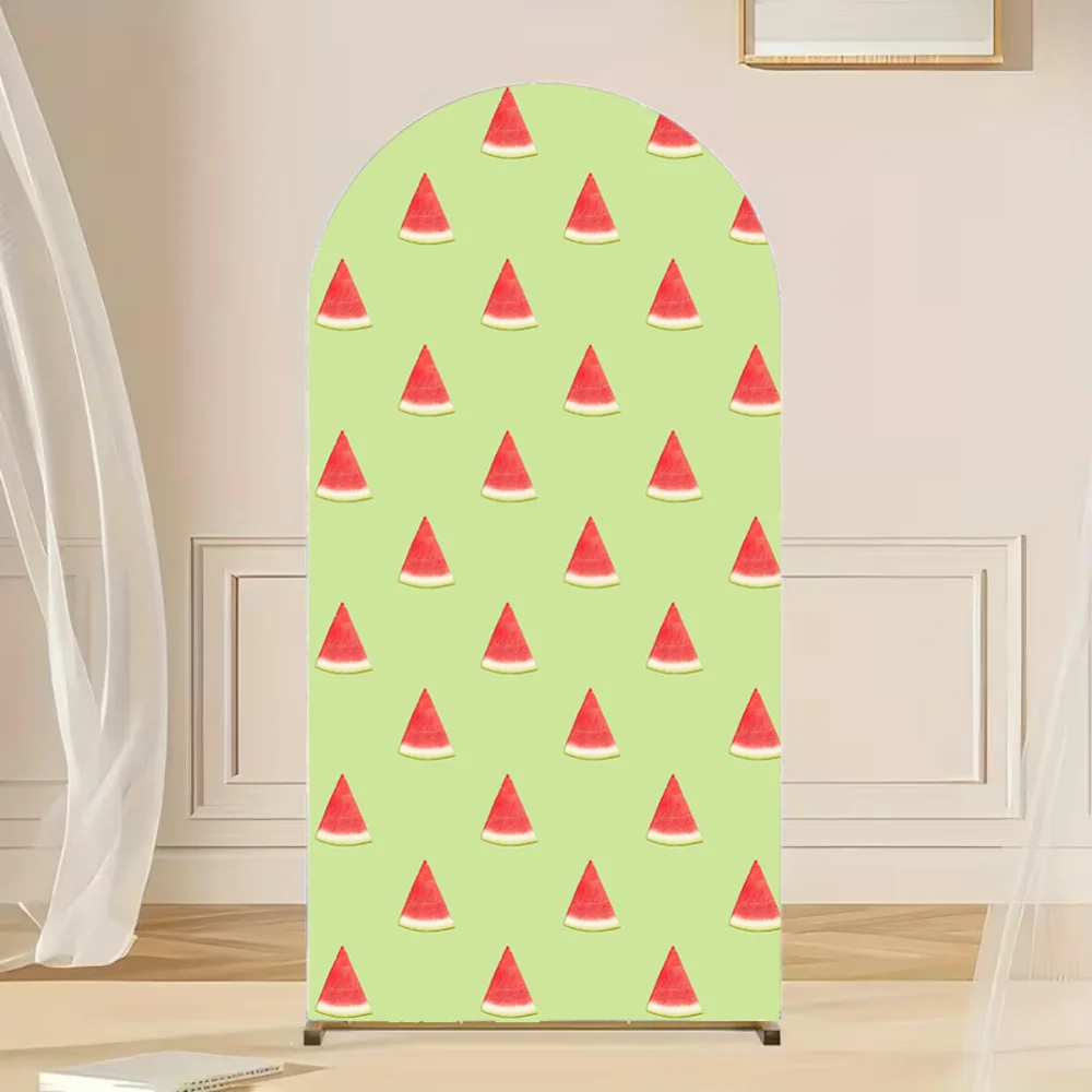 

Custom 2-Sided Pink Watermelon Cherry Girls First Birthday Party Baby Shower Covers Chiara Arch Wall Background Decor Backdrop