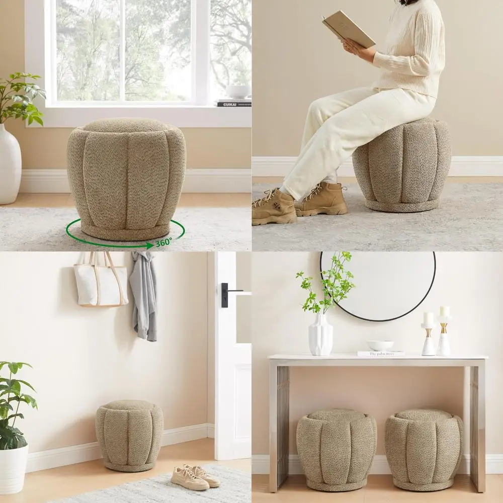 

Современный поворотный пуфик с мягкой обивкой для небольших гостиных: круглая подставка для ног для смены обуви в прихожей, простая сборка