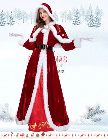 2025New عيد الميلاد زي المرحلة عيد الميلاد زي فستان طويل عيد الميلاد الملكة كرنفال فستان الحفلات