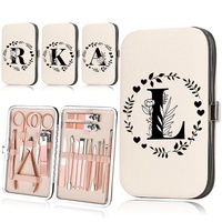 18Pcs Nail Clippers Manicure Set Portable Pedicure Kit Professional Grooming Care Tools Trimmer Organizer Garland Letter Pattern