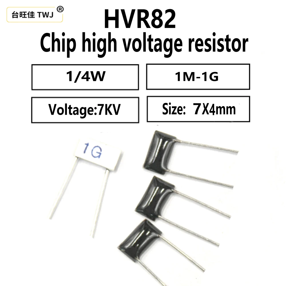 

10Pcs HVR82 packaged chip glass glaze high-voltage resistor 0.25W 1G/1000M 2G ceramic microphone resistor