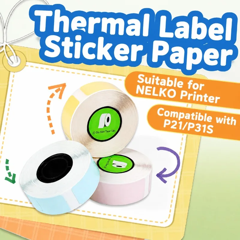 Compatible for Nelko P21 P31S Portable Label Maker Thermal Self-adhesive Label Sticker High Definition 14*40mm Printing Paper