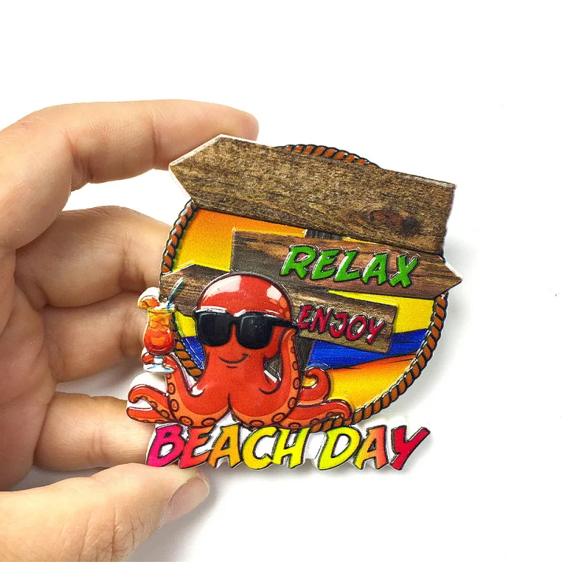 

Australia Bondi Beach Scenery 3D Resin Fridge Magnet Cute Octopus Beach Day Decoración Hogar Imanes para Refrigerador Home Decor