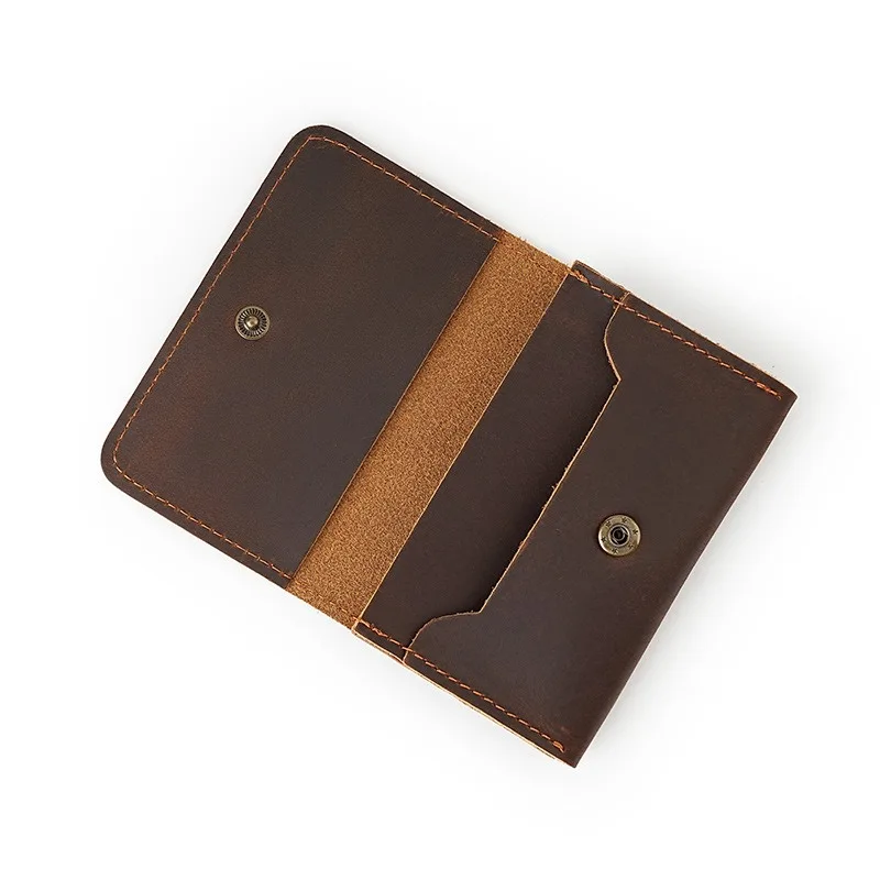 كريزي هورس بيك اب حقيبة مخفية مشبك جلد طبيعي محفظة متعددة الوظائف الطبقة الأولى جلد البقر حامل بطاقة ثنائي الطي للرجال #4